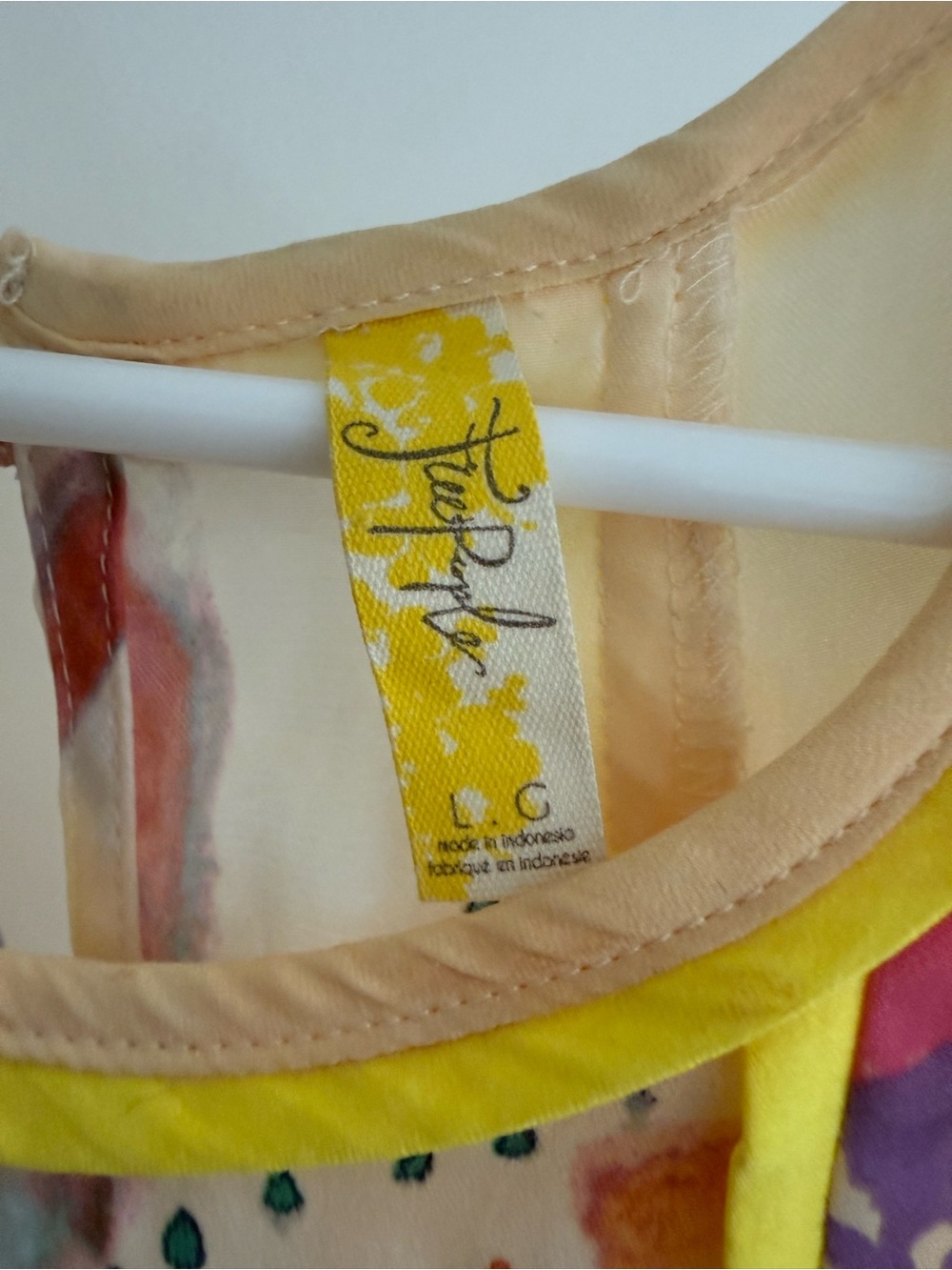 Free People Cream Watercolor Halter Mini Dress with Yellow Trim - Picture 3 of 5